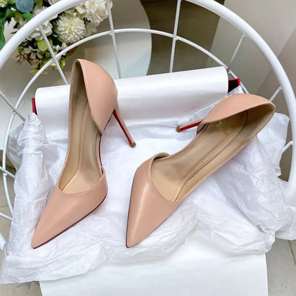 leather pointed shoes shallow mouth slim single order shoes for women