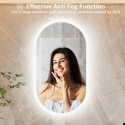 LUVODI Waterproof Illuminate Bathroom Light Vanity Mirror Frameless Touch Screen Backlit Demist Wash Basin Mirror