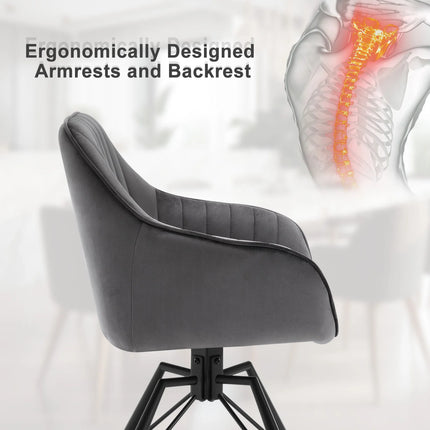 2PCS/SET Swivel Dining Chairs Velvet Living Room Ergonomic Leisure Chair Upholstered Lounge Kitchen Chair with Armrests