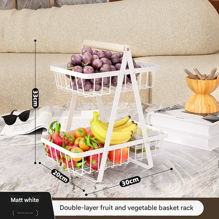 Double Layer Multifunctional Storage Basket, Desktop Shelf, Snack And Fruit Storage Table, With Two Layers Of Storage On Top