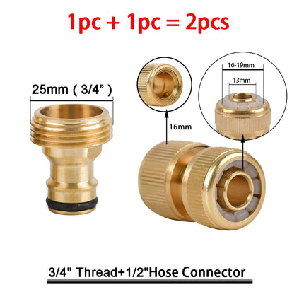 1Sets Garden Hose Quick Connect Water Hose Fitting, 3/4 Inch 1/2 Inch Brass BSP Female