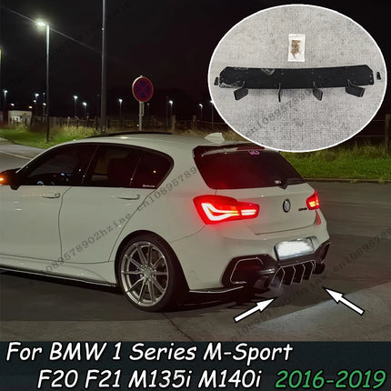 100%New Maxton Style Rear Diffuser For BMW 1 Series F20 LCI M140i 2016-2019 Black Car Rear Diffuser Bumper Rear Lip Spoiler kits