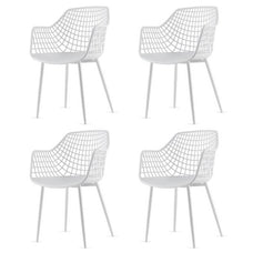 Set of 4 Modern Mid-Century White Mesh Dining Chair with Ergonomic Backrest