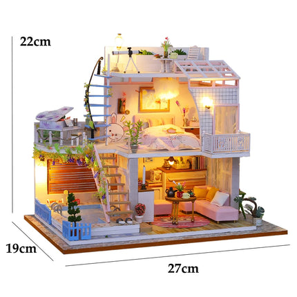 Wooden Mini Doll House 3D Puzzle Small House Kit Assembly Model Building Model Toy