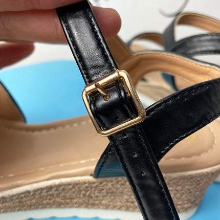 Lightweidght Wedge Sandals for Women Summer 2024 Ankle Strap Platform Sandles Woman Thick Sole Non Slip Beach Sandalias Mujer