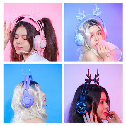 headphone gaming wired Girl specific cute deer cat ear Passive Noise Cancelling SY-G25 LZ-1