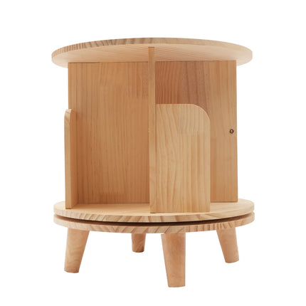 360 Rotating Wooden Bookshelf Livingroom Storage Rack Floor Standing Bookcase for Kids&Adults