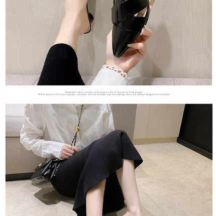 Summer Riband Decoration Slippers Women Fashion High Quality Round Heel Shoes Casual Sweet High Heels Plus Size 42 Women Sandals