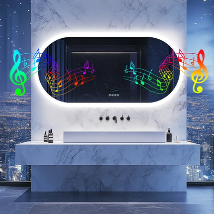 LUVODI Led Lighted Bluetooth Bathroom Mirror Backlit Illuminate Dimming Vanity Mirror with Time Date Display Anti-fog