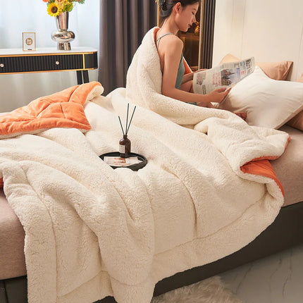 Blanket Quilt for Bed Artificial Lamb Cashmere Weighted Soft Comfortable Blankets