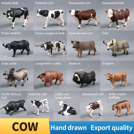 Farm Animal Models - Bull Milk Cow Poultry Educational Action Figures for Children's Cognitive Learning Collection