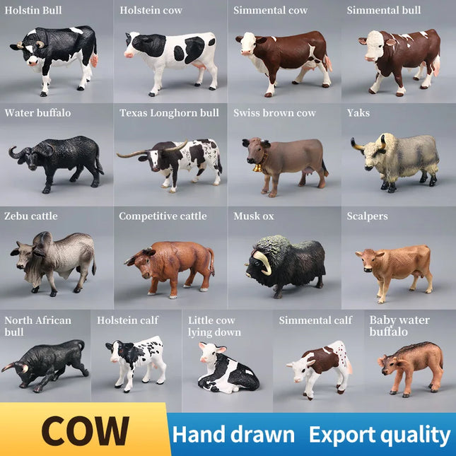 Farm Animal Models - Bull Milk Cow Poultry Educational Action Figures for Children's Cognitive Learning Collection