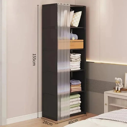 Dustproof Wardrobe with Curtains Multi-layer Storage Rack Large Capacity Open Storage Cabinet Simple Assembly Storage Furniture