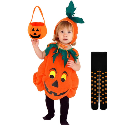 Kids Pumpkin Costume with Hat Boys Girls Halloween Cosplay clothes