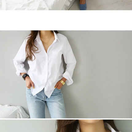 Cotton Blouse White Shirt Fashion Women Blusas Mujer De Moda OL Style Tops Casual Ladies Long Sleeve Shirts and Blouses 3496