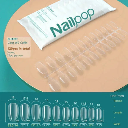 NAILPOP 120pcs Fake Nails Full Cover Press on Nails Coffin Soft Gel American