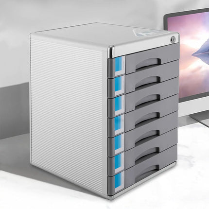 Desk Organizer 7 Drawers, Metal Desktop Storage Cabinet File Holder with Locks and Keys, Filing Case Literature for Office Home