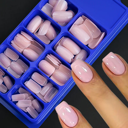 100Pcs Light Pink Press on Nails Short Medium Square