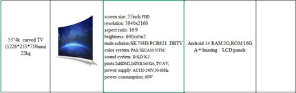 Wholesale LED TV Curved Screen 55 Inch Metal Frame Smart Android LCD TV Ultra HD 4K Smart Television