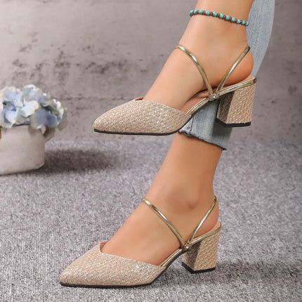 Low Heels Sandals Woman Summer Fashion High Heels Shallow Women Designer Sandals Luxury Shoes for Women Wedding Party Shoes