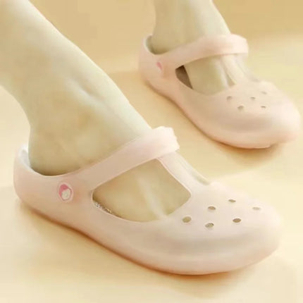 EOFK Summer Women Sandals Clogs Glitter Shinny Colors Lady Jelly Flat Comfort Sandals Hoof Shoes