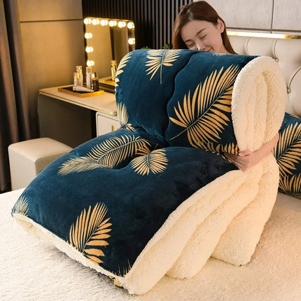 Winter Bedding Thick Quilt Blanket Flannel Fleece Comforter for Cold Nights Fluffy Comforter Duvet Mattress Comforter for Bed