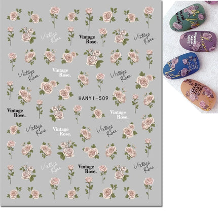 3d Nail Art Decals Elegant White RoyalBlue Roses Flowers