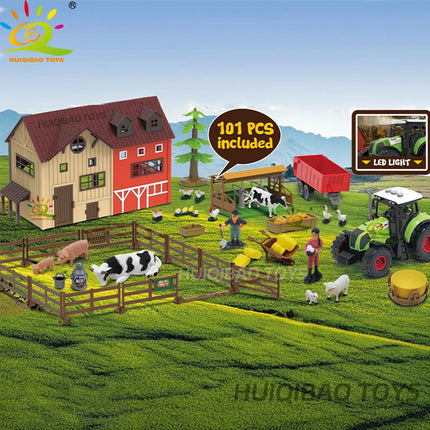 Simulation Farm Animals Barn Model Assembly Farmhouse Cow Craft Play House Toys for Children Holiday Gift