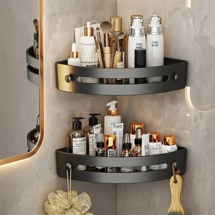 2pcs Bathroom Corner Shelf,Adhesive Wall-Mounted Organizer with 2-Tier Shelves