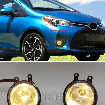 Car LED Fog Light For Toyota Vios Yaris Sedan 2013 2014 2015 2016 2017 with Wires Switch Harness Kit angel eyes Fog lamp cover