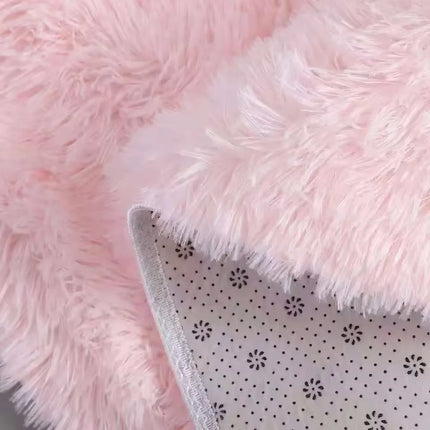 Plush Round Rugs For Girls Bedroom Soft Shaggy White Carpet In The Living Room Bedside Rugs