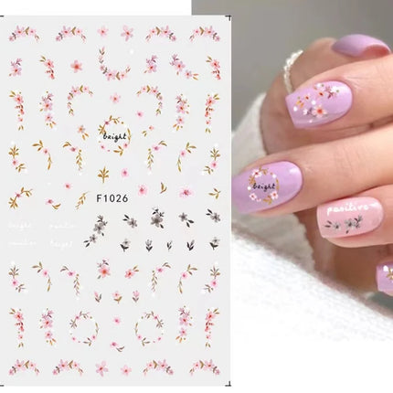 1PCS New Autumn Flowers Nail Decals Animal Nail Stickers Flower