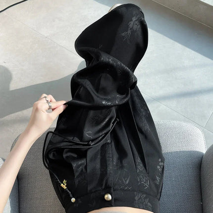 New Chinese Style Jacquard Wide Leg Satin Pants for Women Elegant Solid Office Lady Women's Casual Loose Pants Female