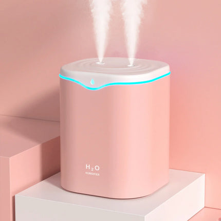 2L Double Spray Humidifiers with LED light Cool Mist Auto Shut-Off Humidifier Portable Desk Humidifiers for Bedroom Home Room