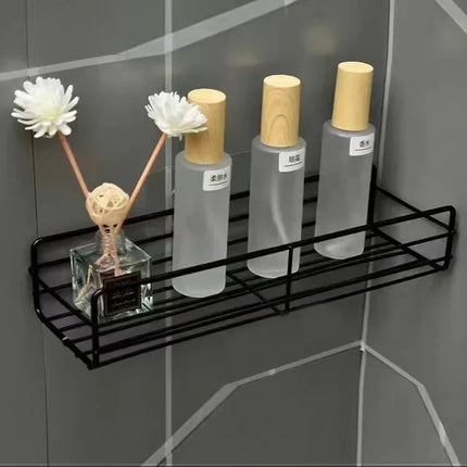 Wall Mounted Bathroom Shelf Corner Storage Iron Shower Drain Basket Cosmetic Rack Shampoo