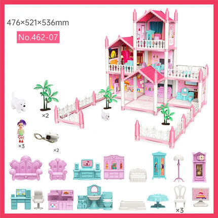 Princess Castle Villa Assembly Doll House Set Toy Girl Family Toy Children's Music Doll House Assembly Villa House
