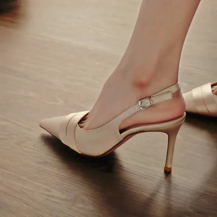 2025 Women's Summer Brand Women's Slingback Sandals High Heels Fashion Pointed Toe Slip On Women's Elegant Formal High Heels