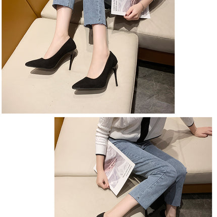 Women New Mid Heeled Sandals Black 6-8-10cm Pointed Thin Heeled Baotou Banquet High Heeled Shoes Womens Shoes Tacones Mujer