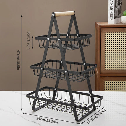 1PC Multi-Layer Fruit Basket Kitchen Empty Mesh Portable Storage Basket Living Room Dry Fruit Snacks Storage Rack