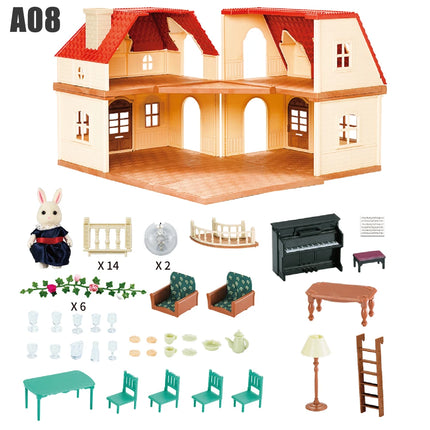 Dollhouse Furniture Family House Villa Simulate Forest Rabbit Animal Scene Toy Display Furniture Toy Gift