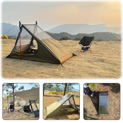 Outdoor camping mosquito-proof single hiking tent lightweight inner tent breathable pole-free tent backpacking tent 1 person