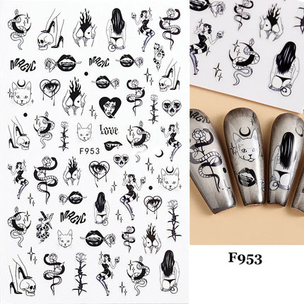 1PCS New Autumn Flowers Nail Decals Animal Nail Stickers Flower