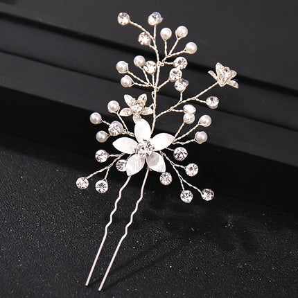 Fashion Crystal Pearl Rhinestone Hairpins Stick Hair Clip For Women Bridal Hair Accessories Party Wedding Hair Clips Jewelry