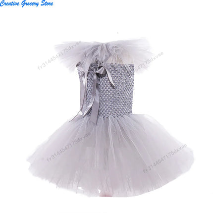 Halloween Costume For Kids Gray Girls Tutu Dress Kids Cosplay