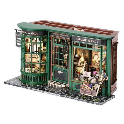 Wooden Dollhouse Miniature Doll House Kit with Furniture Roombox Retro Home