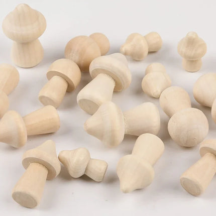 Miniature Wooden Mushroom Scale Model Ornaments Mini Wood Mushroom
