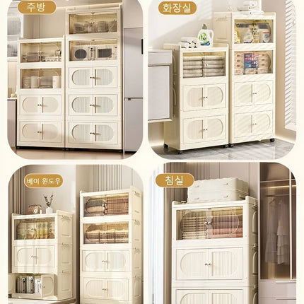 Household Foldable Storage Cabinet Multi-Layer Storage Cabinet Snack Toy Storage Cabinet Free Installation Movable Folding