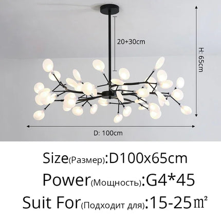 Modern Firefly LED Chandelier Black Gold For Living Room Bedroom Hall Home Decor Indoor Lighting Minimalist Ceiling Pendant Lamp
