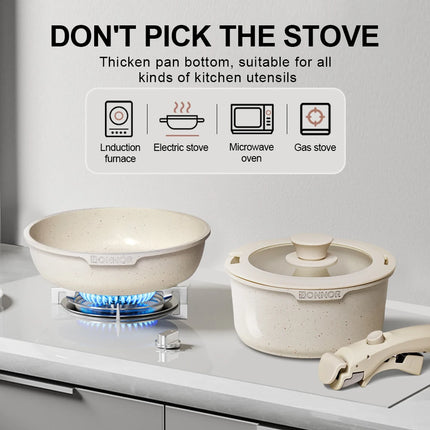 Donnor 17-Piece Removable Handle Non-Stick Cookware Set
