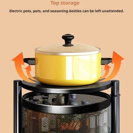 Household Floor Standing MultiLayer Storage Rack Removable Rotating Storage Cabinet Kitchen Vegetable Fruit Basket with Wheel